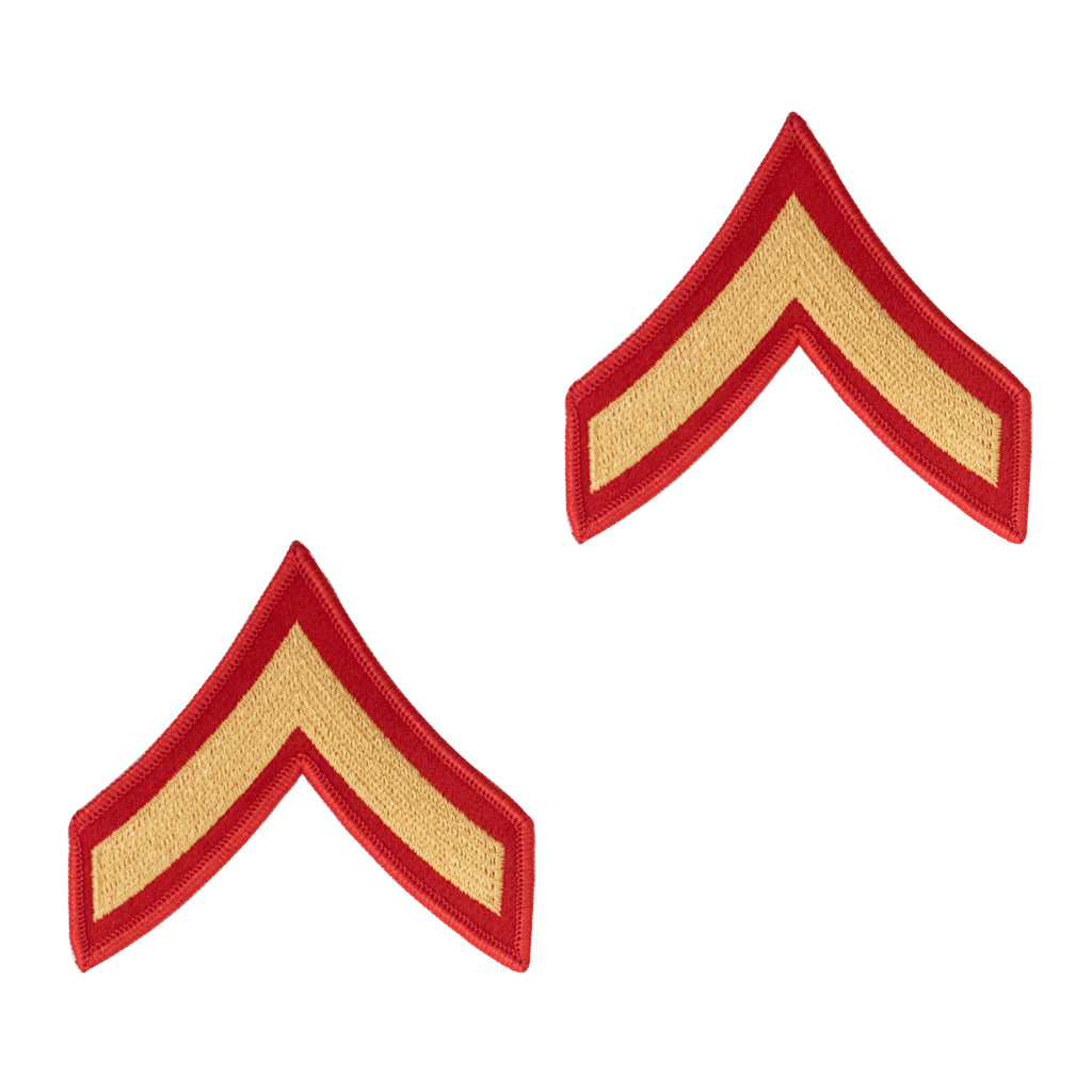 Marine Corps Chevron: Private First Class - Gold on Red for Female
