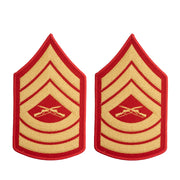 Marine Corps Chevron: Master Sergeant - gold embroidered on red, female