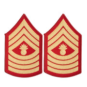 Marine Corps Chevron: Master Gunnery Sergeant - gold on red for female
