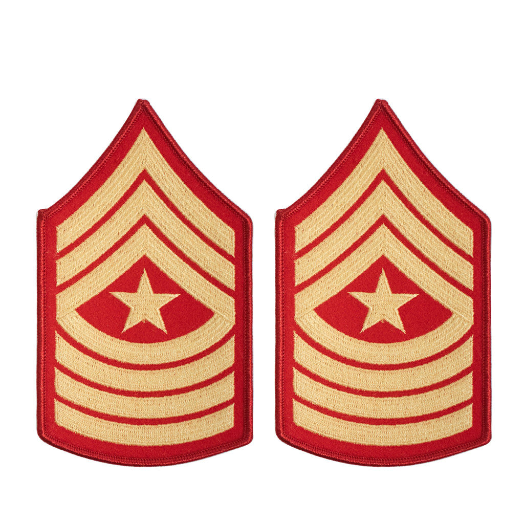 Marine Corps Chevron: Sergeant Major - gold embroidered on red, female