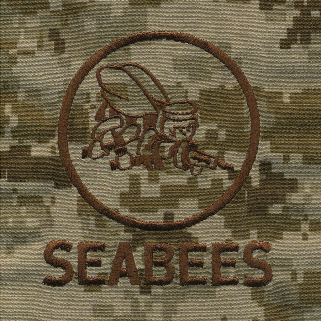 Navy Embroidered Seabee Pocket Replacement - Desert Digital