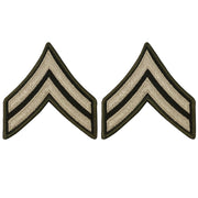 Army Green Service Uniform Chevron: Corporal - embroidered on green, Large