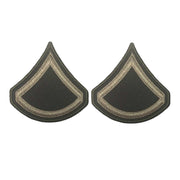 Army Green Service Uniform Chevron: Private First Class - embroidered on green, Small
