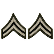 Army Green Service Uniform Chevron: Corporal - embroidered on green, Small