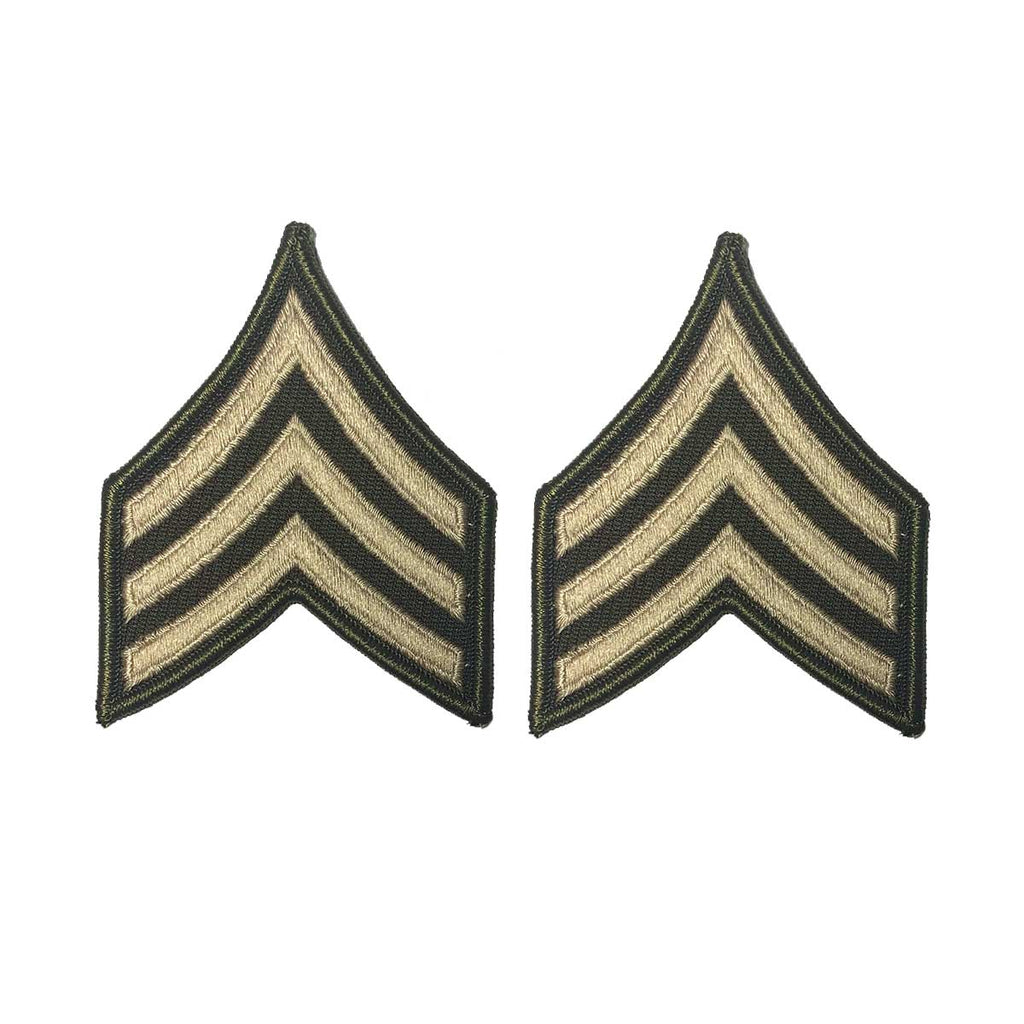 Army Green Service Uniform Chevron: Sergeant - embroidered on green, Large