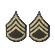 Army Green Service Uniform Chevron: Staff Sergeant - embroidered on green, Large