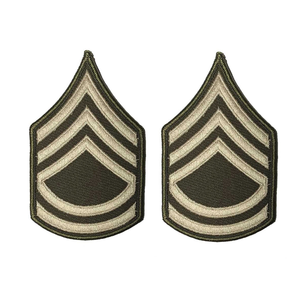 Army Green Service Uniform Chevron: Sergeant First Class - embroidered on green, Large