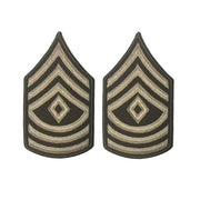 Army Green Service Uniform Chevron: First Sergeant - embroidered on green, Large