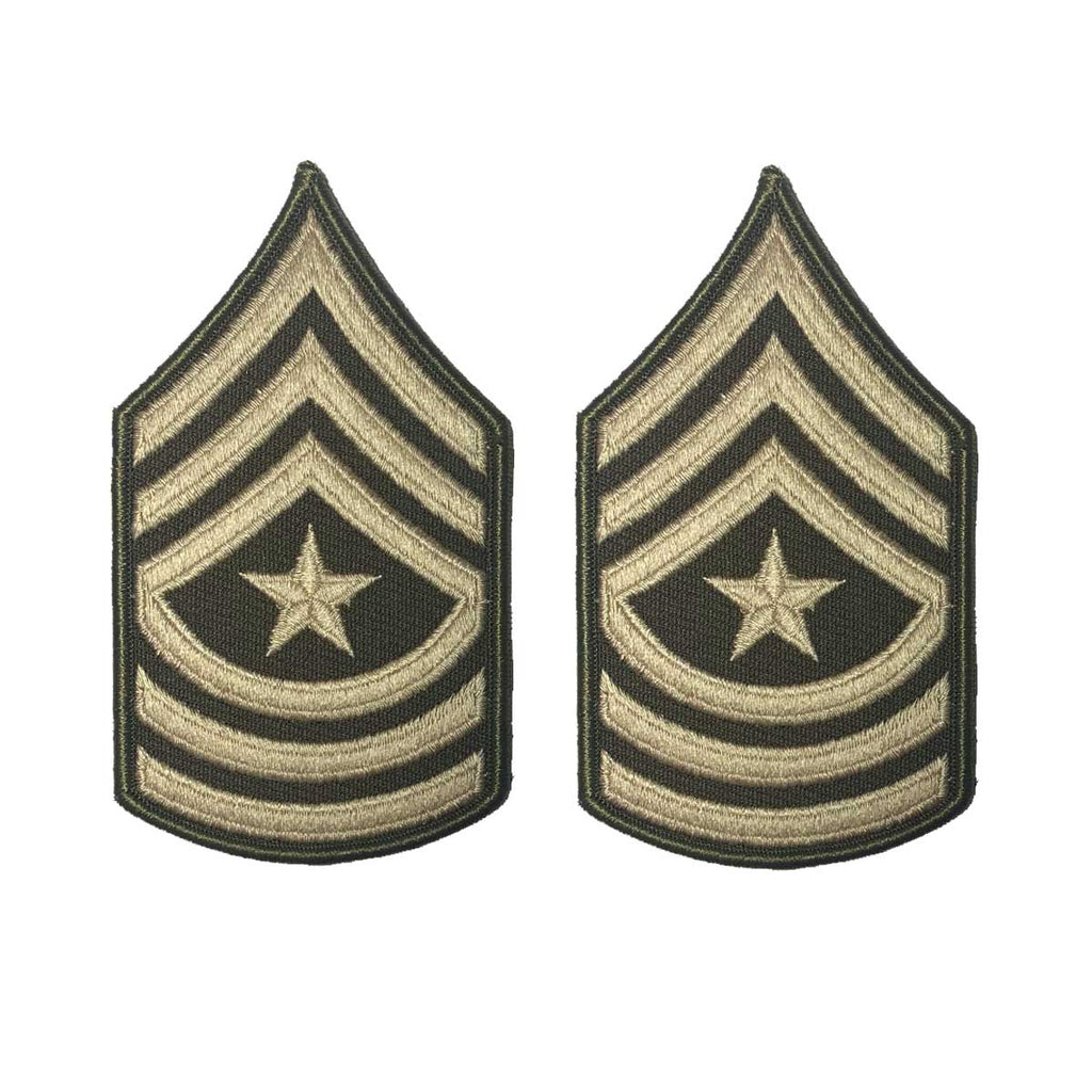 Army Green Service Uniform Chevron: Sergeant Major - embroidered on green, Small
