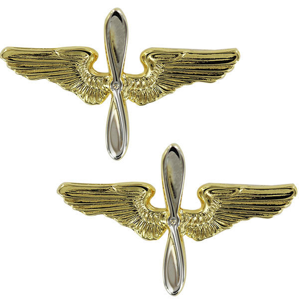 Air Force Academy Collar Device: Gold Wings and Silver Propeller