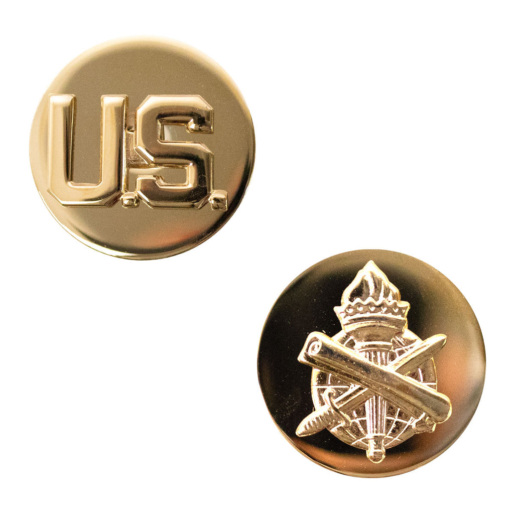 U.S. Army Enlisted Branch Of Service & Infantry Collar Device Set With Blue Disc
