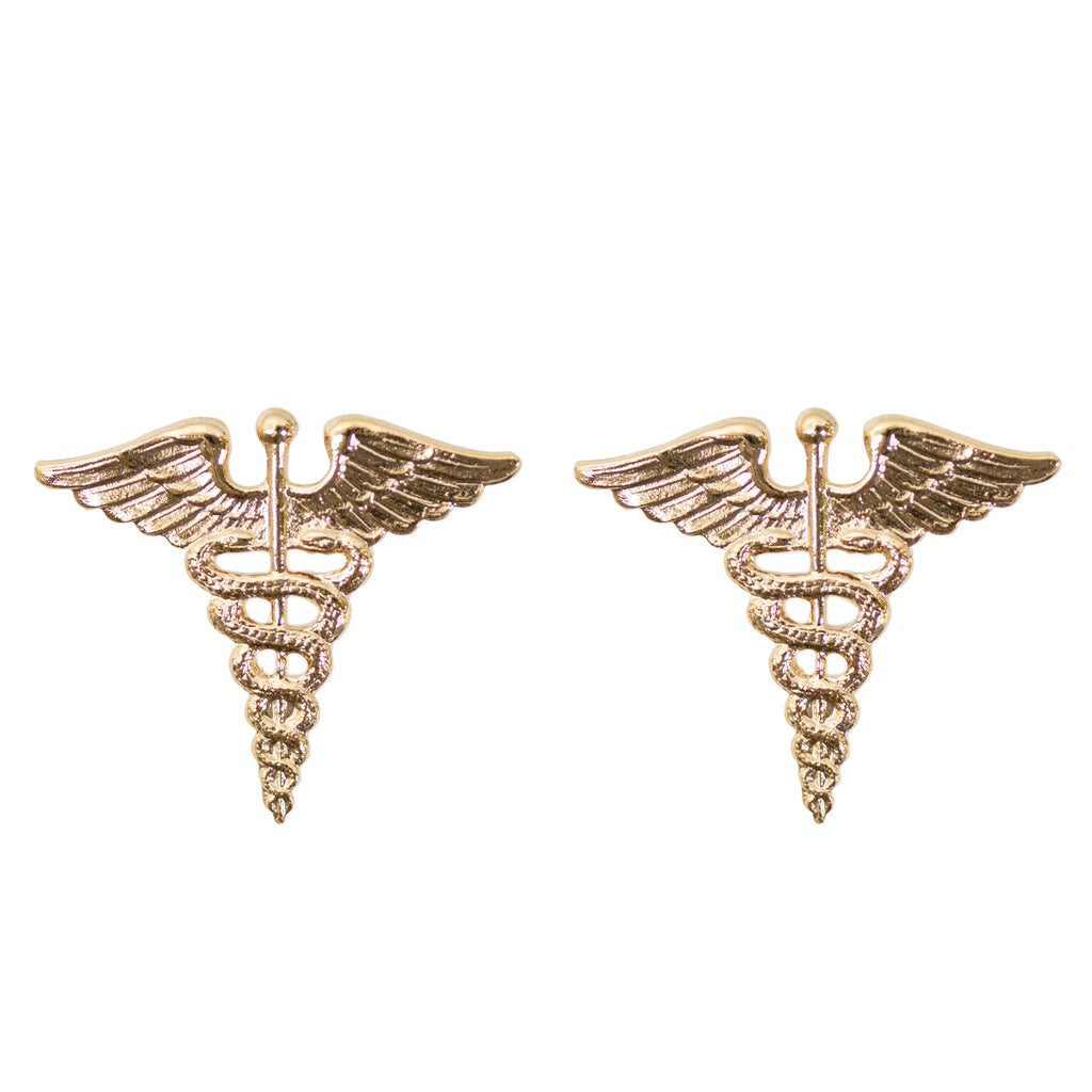 Army Officer Branch of Service Collar Device: Medical - gold plated
