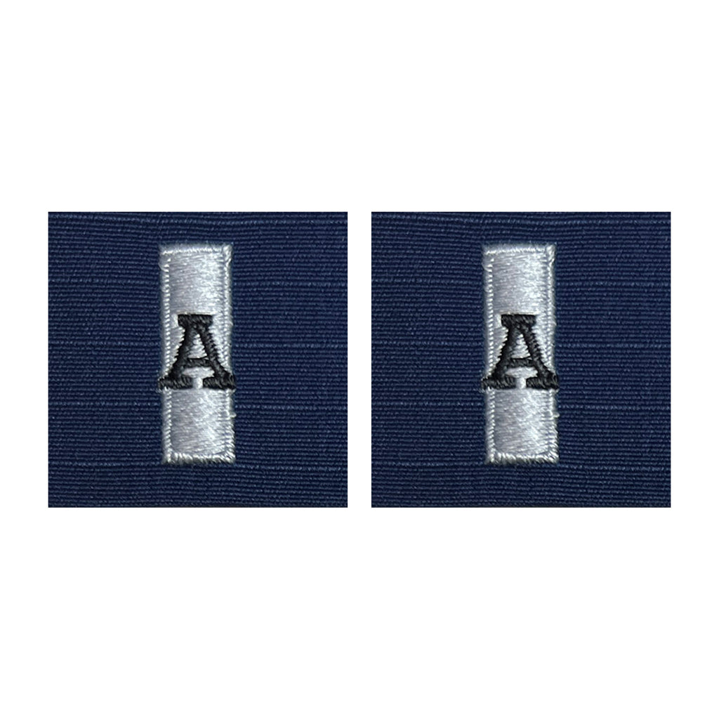 Coast Guard Auxiliary Collar Device: Single Silver bar and Black A - Ripstop fabric