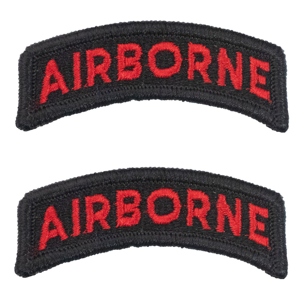 Army Embroidered Tab: Airborne - red letters on black