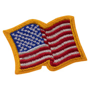 Flag Patch: United States of America 2 by 2-1/2 inch with gold wavy edge