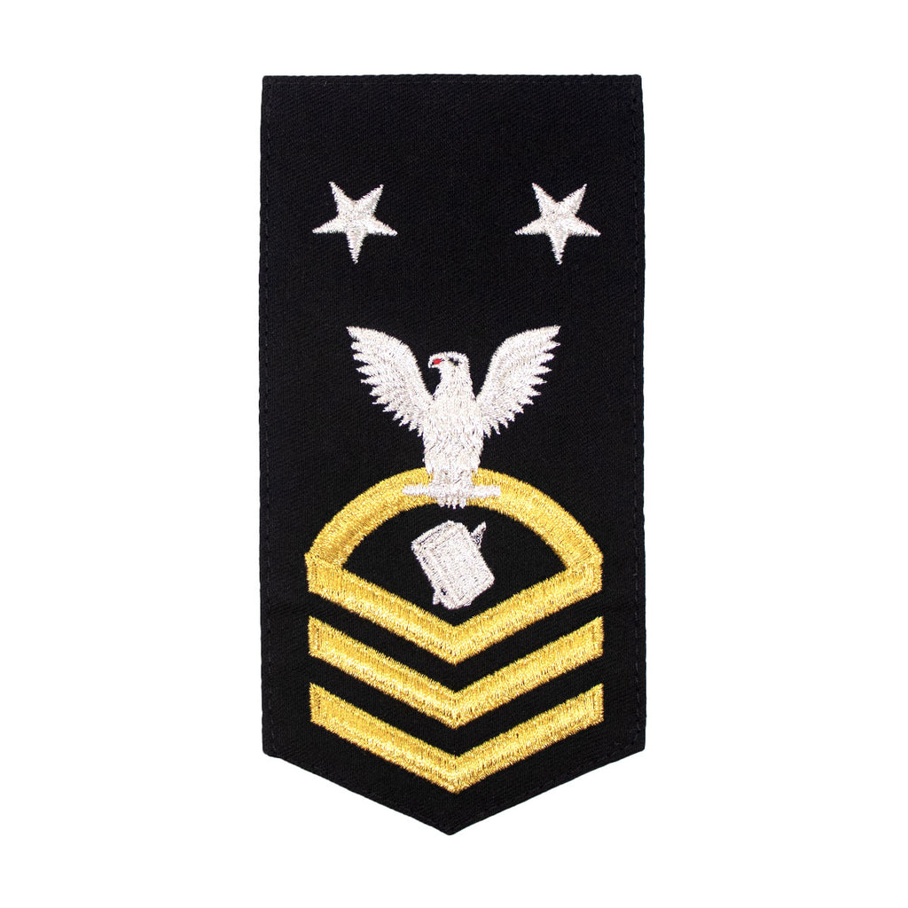 Navy E9 FEMALE Rating Badge: PS Personnelman  - seaworthy gold on blue