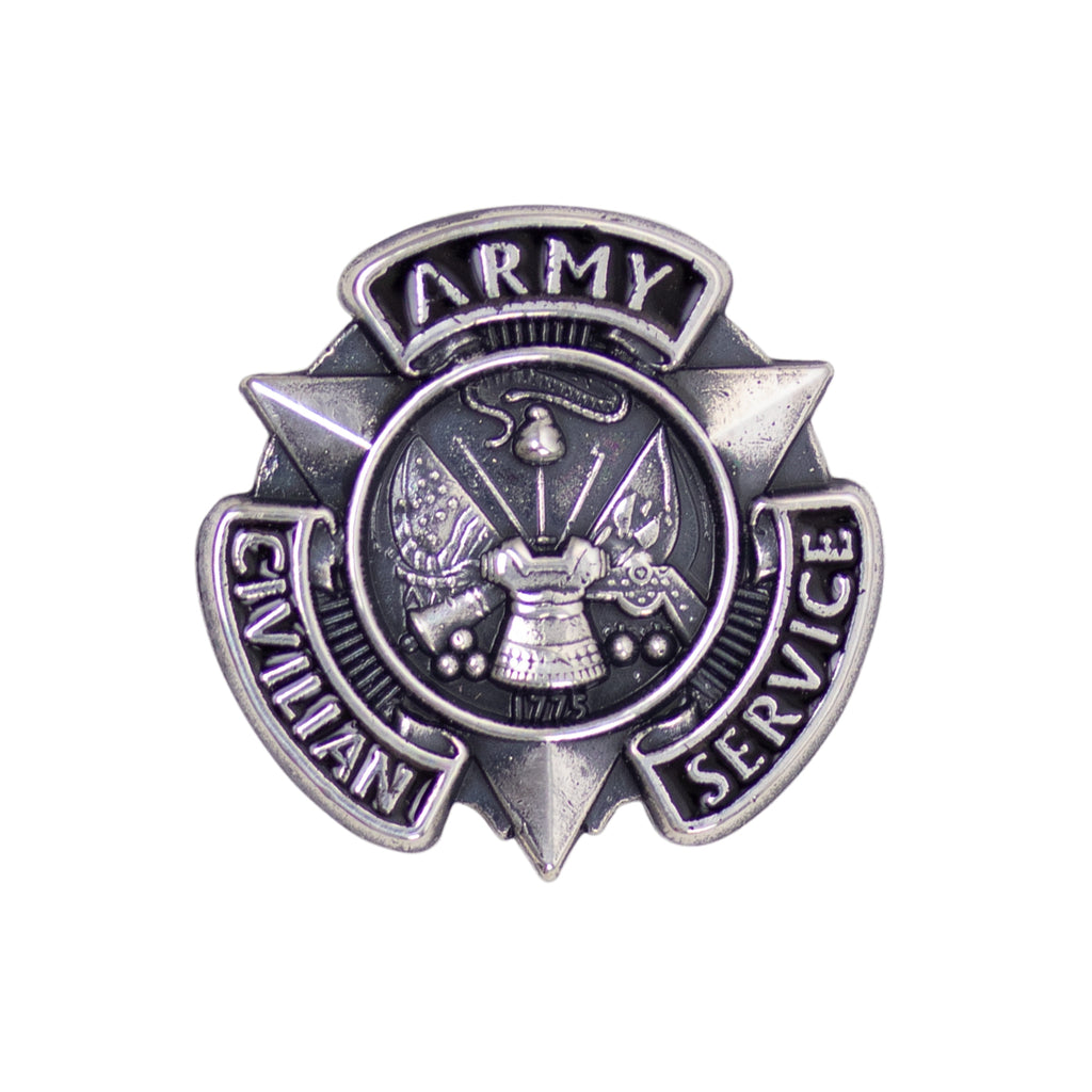 Army Lapel Pin: Civilian Service Silver - Oxidized