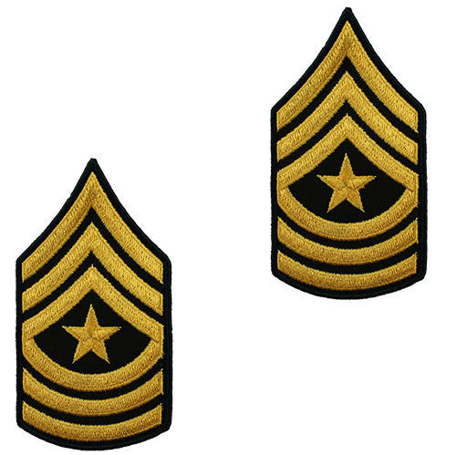 Army Chevron: Sergeant Major - gold embroidered on green, male (NON-RETURNABLE/NON-REFUNDABLE)