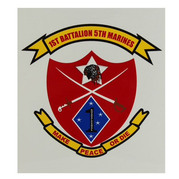Decal: Marine Corps 1st Battalion 5th Marine Regiment - Make Peace or Die