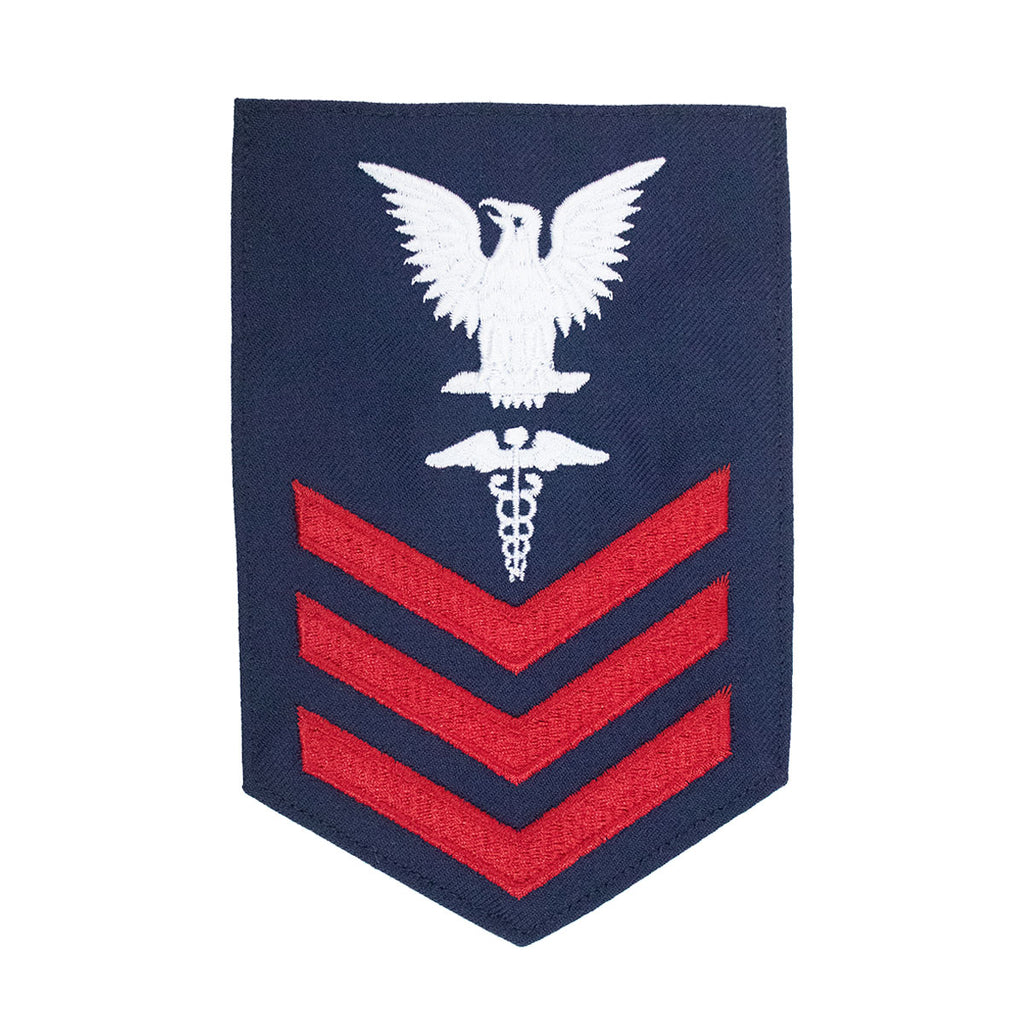 Coast Guard E6 Rating Badge: HEALTH SERVICES TECHNICIAN  - Blue