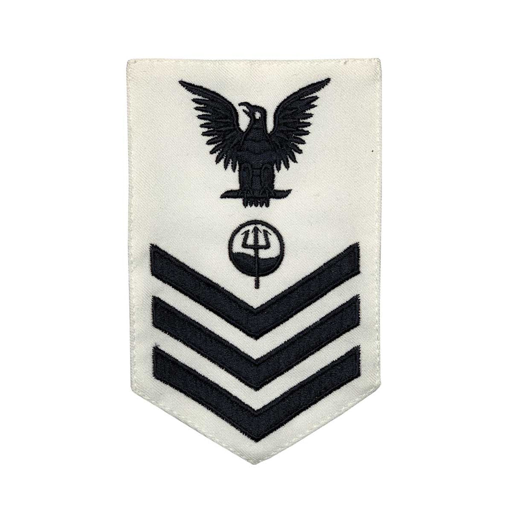 Coast Guard E6 Rating Badge: Marine Science Technician - White CNT