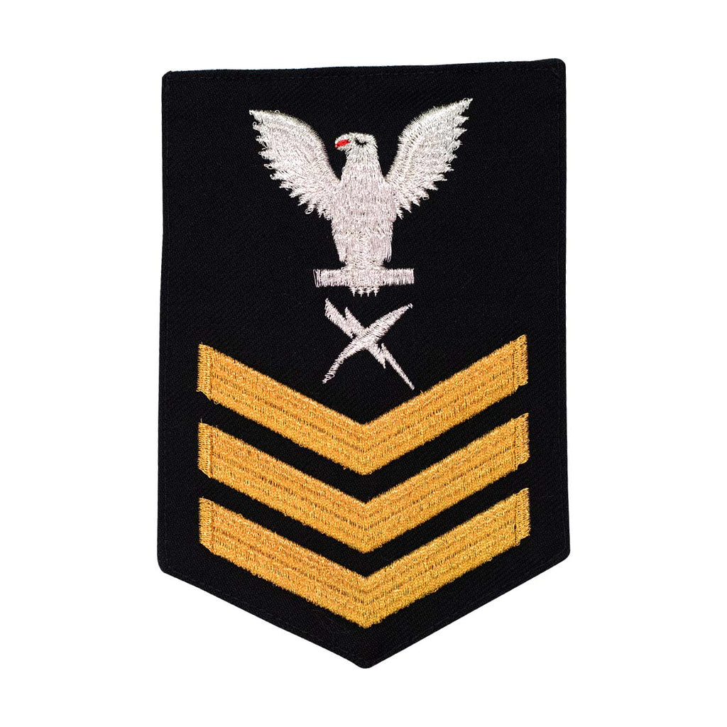 Navy E6 FEMALE Rating Badge: Cryptologic Tech -  Seaworthy Gold New Serge for Jumper