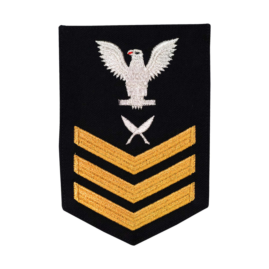 Navy E6 FEMALE Rating Badge: Yeoman - New Serge for Jumper