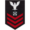 Navy E6 MALE Rating Badge: Boatswain's Mate - red chevrons on blue serge