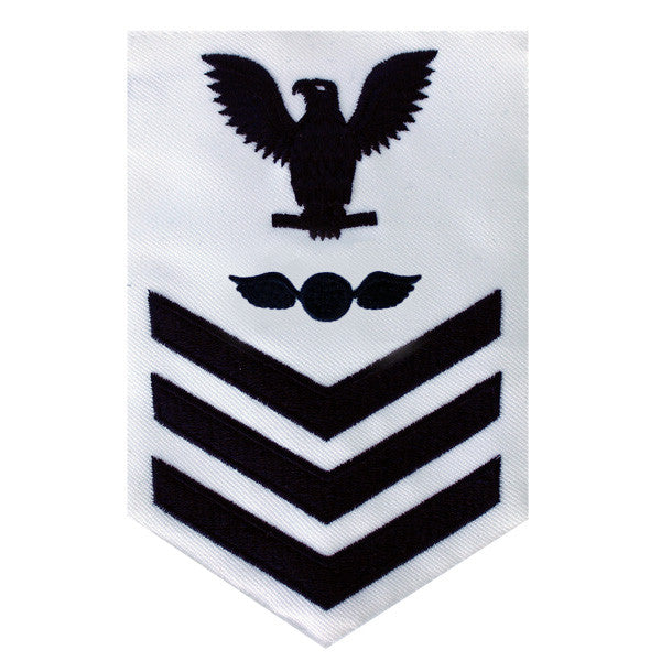 Navy E6 MALE Rating Badge: Aviation Electrician's Mate - white