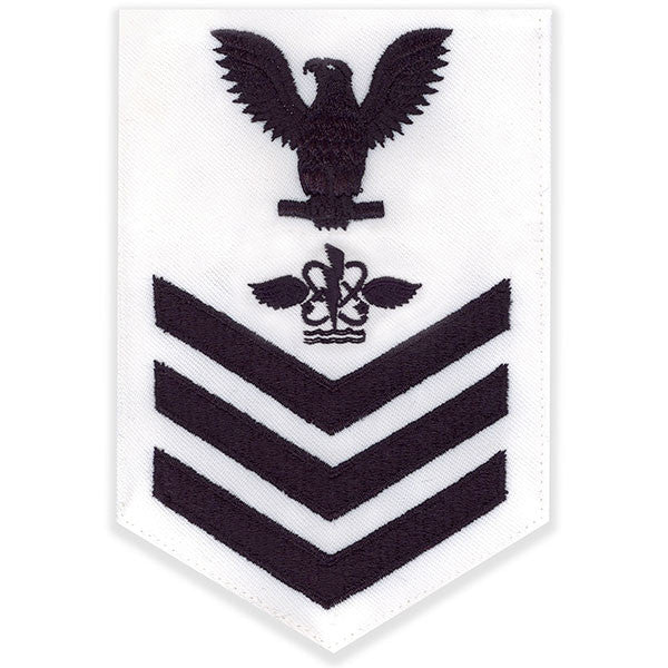 Navy E6 MALE Rating Badge: Aviation Antisub Warfare Operator - white