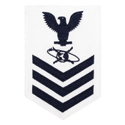 Navy E6 MALE Rating Badge: Mass Communication Specialist - white