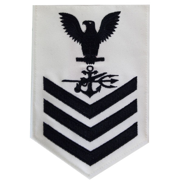 Navy E6 MALE Rating Badge: Special Warfare Operator - white