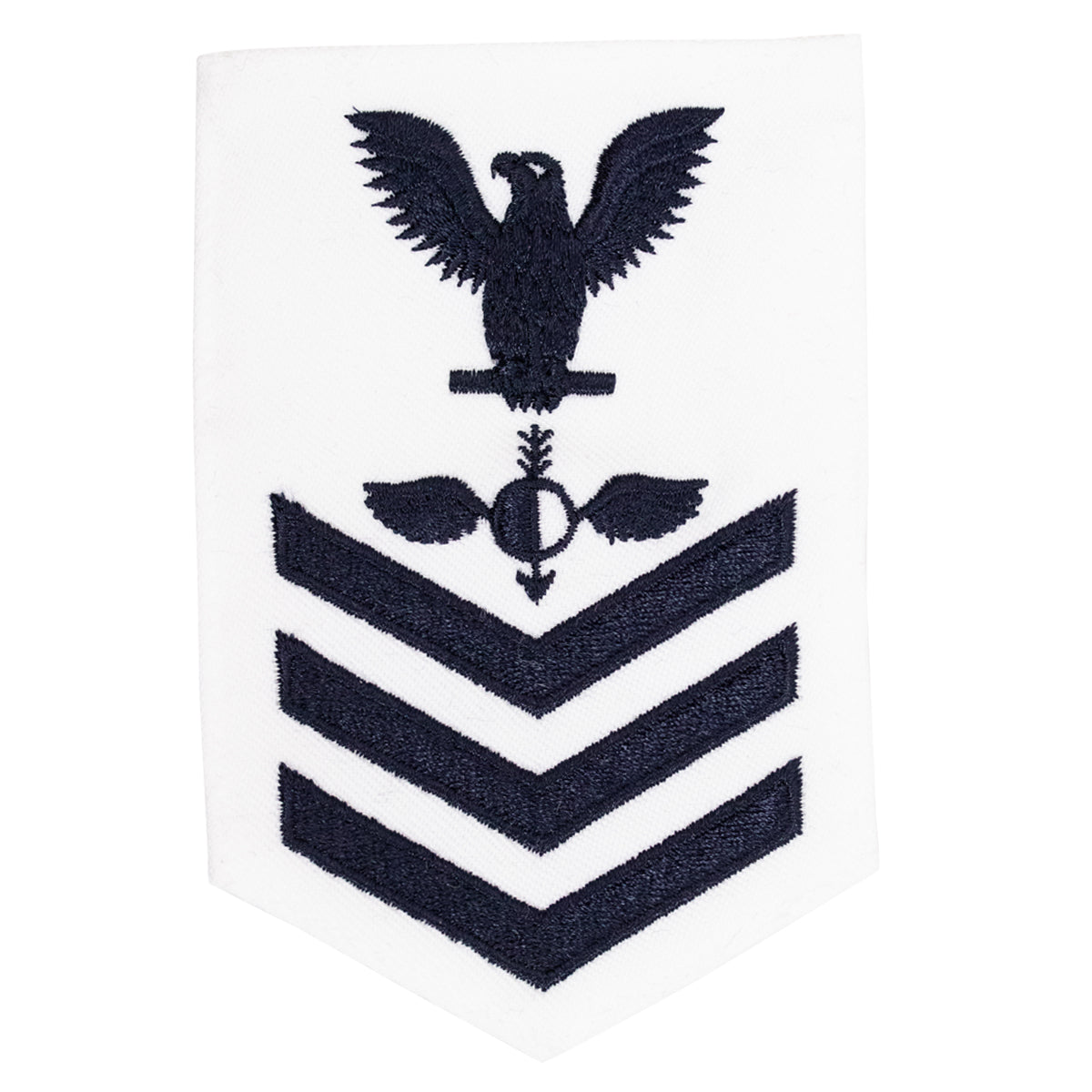 Navy E6 FEMALE Rating Badge: Aerographers Mate - white