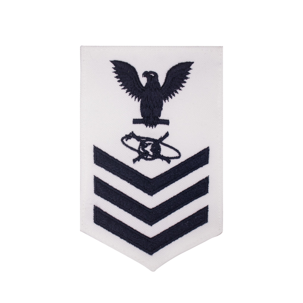 Navy E6 FEMALE Rating Badge: Mass Communication Specialist - white