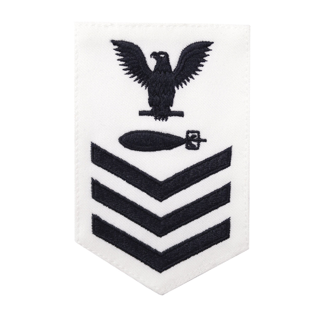 Navy E6 FEMALE Rating Badge: Torpedoman - Dress White CNT