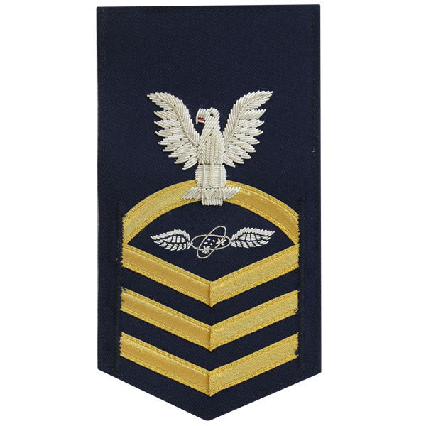Coast Guard E7 Rating Badge:  Avionics Electrical Technician - blue