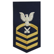 Coast Guard E7 Male Rating Badge: Gunners Mate - blue