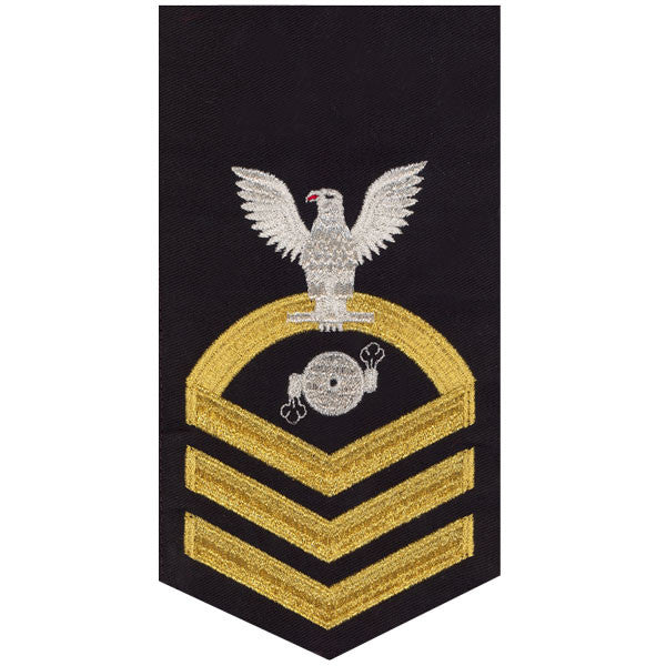 Navy E7 MALE Rating Badge: Boiler Technician - seaworthy gold on blue