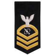 Navy E7 MALE Rating Badge: Missile Technician- seaworthy gold on blue
