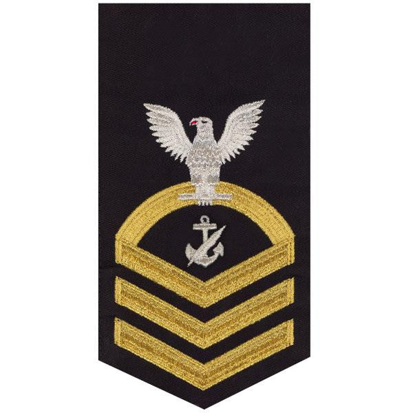Navy E7 MALE Rating Badge: Navy Counselor - seaworthy gold on blue
