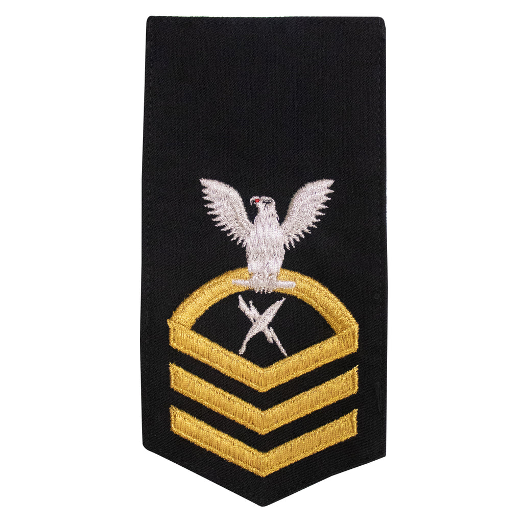 Navy E7 FEMALE Rating Badge: CT Cryptologic Technician  - seaworthy gold on blue