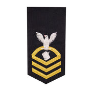 Navy E7 FEMALE Rating Badge: Personnelman - seaworthy gold on blue