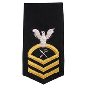 Navy E7 FEMALE Rating Badge: RS Retail Services Specialist - seaworthy gold on blue