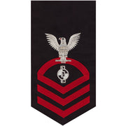Navy E7 MALE Rating Badge: Engineering Aide - seaworthy red on blue