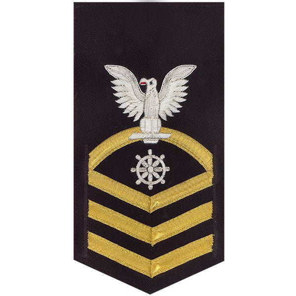 Navy E7 MALE Rating Badge: Quartermaster - vanchief on blue