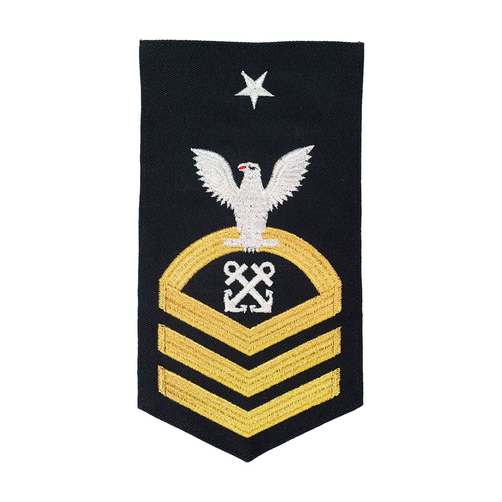 Navy E8 MALE Rating Badge: Boatswains Mate - seaworthy gold on blue