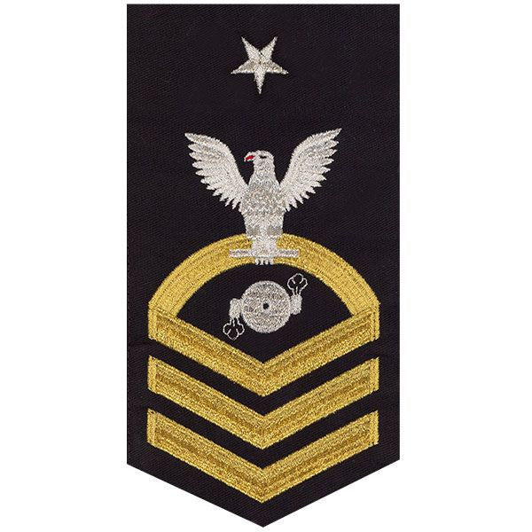Navy E8 MALE Rating Badge: Boiler Technician - seaworthy gold on blue