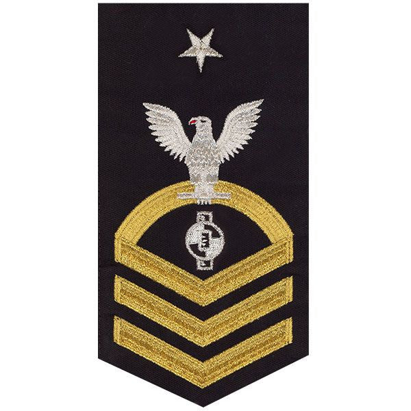 Navy E8 MALE Rating Badge: Engineering Aide - seaworthy gold on blue