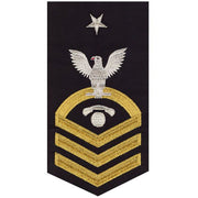 Navy E8 MALE Rating Badge: Interior Communications Electrician - seaworthy gold on blue