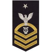 Navy E8 MALE Rating Badge: Musician - seaworthy gold on blue